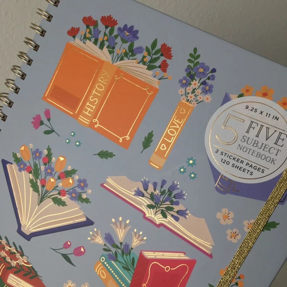 Flowers and Books Spiral Notebook